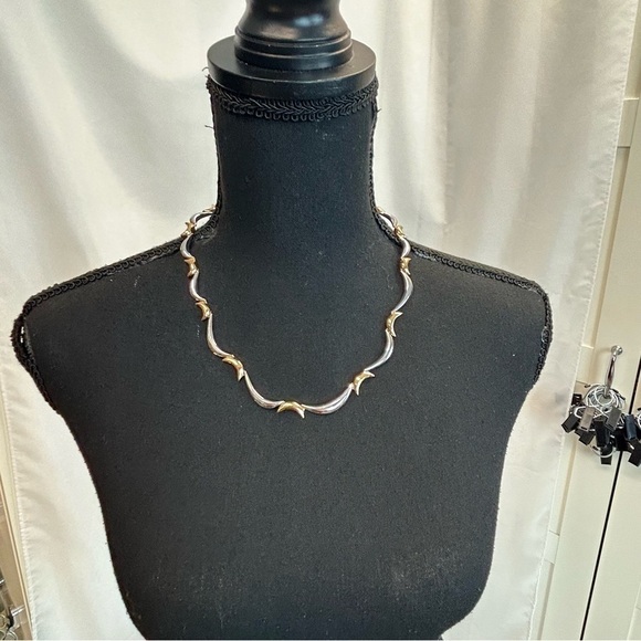 Fac Fifth Avenue Collection gold and silver tone half moon shaped necklace - Picture 3 of 11